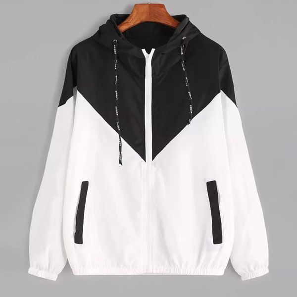 

women's jackets for women autumn fashion casual hooded stitching long-sleeved sun protection clothing oversized jacket ropa para mujer, Black;brown