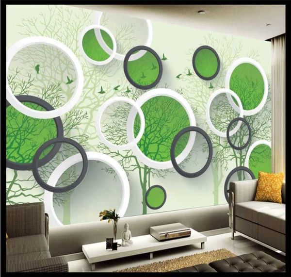 

wallpapers xuesu custom 8d waterproof wall cloth wallpaper mural 3d circle tree branch silhouette background