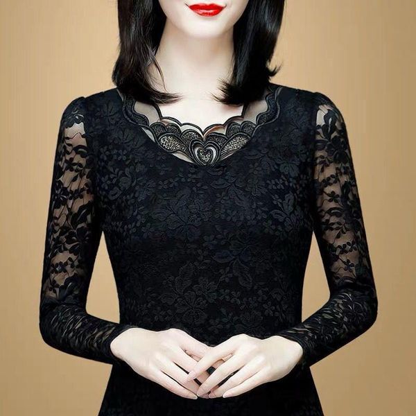 

women's blouses & shirts women blouse winter plus size lace shirt long sleeve blusas ropa de mujer, White