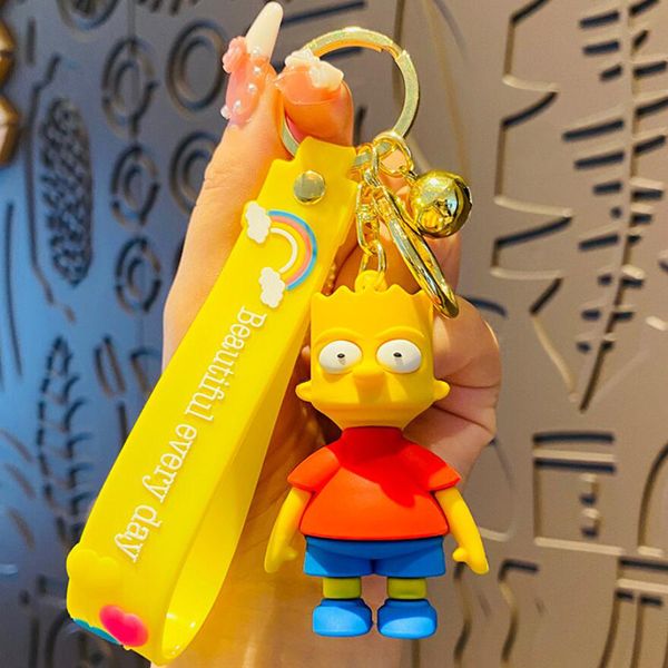 

fashion cartoon keychain key buckle bag car handmade man woman loves purse bags keychains pvc the simpsons doll pendant accessories ysk353-3, Silver