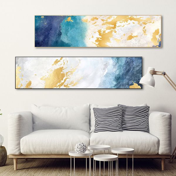

unframed gold foil abstract painting banner modern wall living room poster