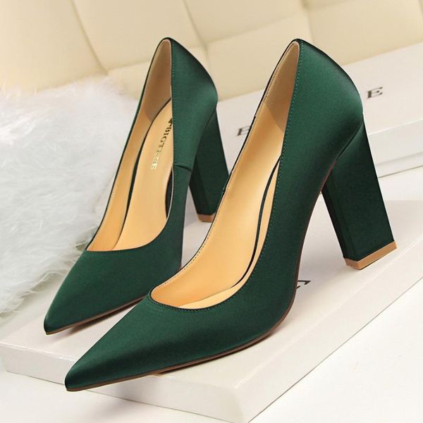 

dress shoes korean version of fashionable simple high heel shallow pointed nightclub show thin silk single, Black