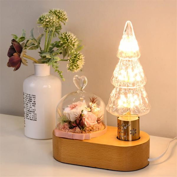 

table lamps idyllic rose everlasting flower glass lamp living room bedroom girl christmas year holiday decoration light