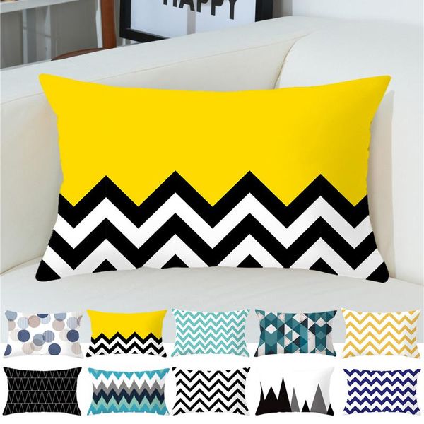 

pillow case rectangle 30*50 cm simple geometric line cover polyester peach skin micro-fabric decorative pillowcase