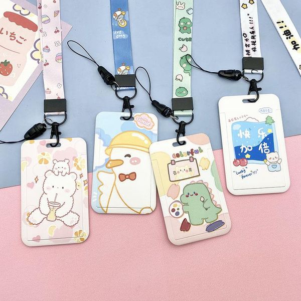

card holders 1 pcs cartoon straps lanyard id badge mobile neck keychains, Brown;gray