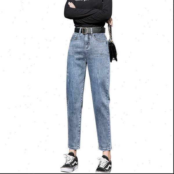

spring korean loose was thin women jeans high waist net red harem pants cec dad carrot, Blue