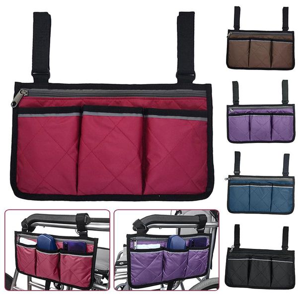 

storage bags wheelchair side hanging bag pouch armrest organizer pocket holder reflective 5colors waterproof