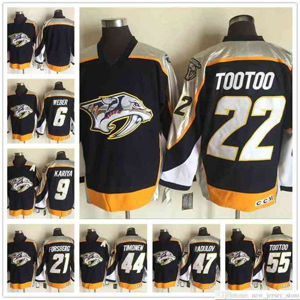 

96 Cheap Nashville Predators 22 Jordin Tootoo 9 Paul Kariya 21 Peter Forsberg 44 Kimmo Timonen 55 Tootoo erstown Vintage Hockey Jerseys, Black