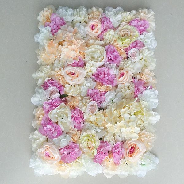 

1pcs artificial flower wall 3d wedding background decoration lawn pillar road lead arch silk rose hydrangea white decorative flowers & wreat
