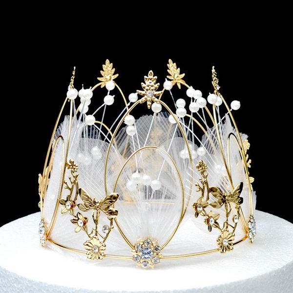 Clipes de cabelo Barrettes Feather Metal Pearl Crown Bolo Topper redondo assar