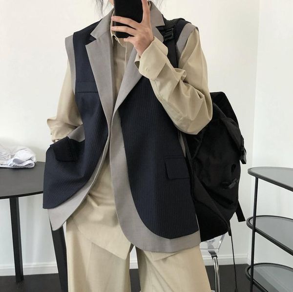 

women's vests woman black and beige vest lovemoda, Black;white