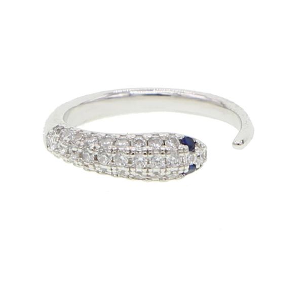 

wedding rings fashion women lady finger open with cz paved 3 color plated snake adjustable ring jewelry, Slivery;golden