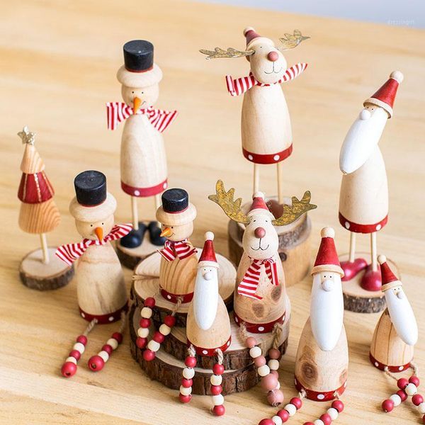

christmas decorations nordic log santa claus snowman deer wooden tree pendant