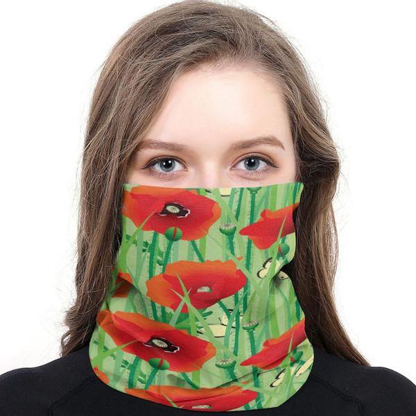 

scarves flowers red green leaves neck gaiter magic scarf mens ladies rectangular hijab custom, Blue;gray