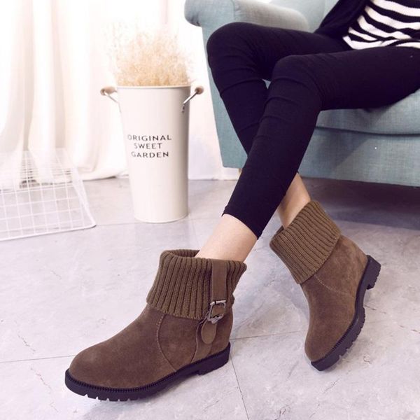 

boots 2021 winter shoes women snow height increasing casual ankle warm plush, Black