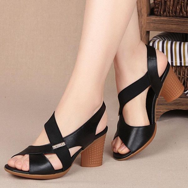 

dress shoes summer fish mouth women's sandals fashion high-heeled roman gladiator all-match, Black