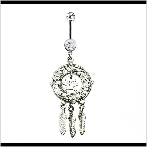 

navel & bell button drop delivery 2021 d0647 ( 1 color ) styl belly ring dream catcher style rings body piercing jewelry dangle accessories, Silver