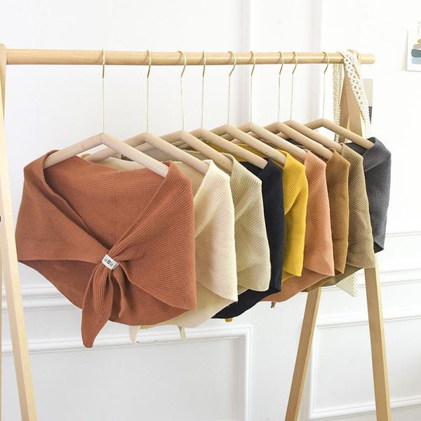 

scarves korean knitted shawl scarf triangular solid warm women outdoor multifunction wrap, Blue;gray