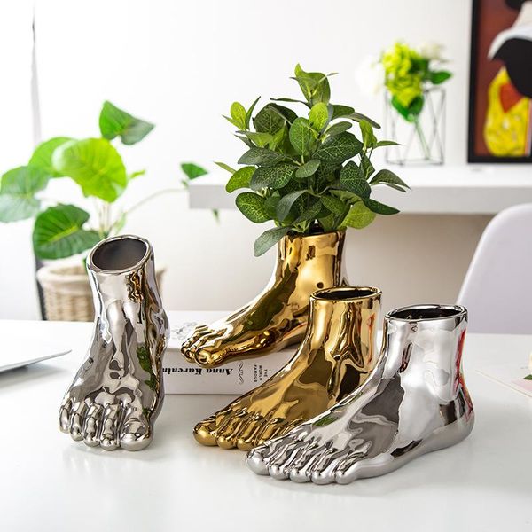 

vases [hht]nordic creative ceramic vase foot shape ornaments bedroom livingroom simple home decoration crafts personality flower