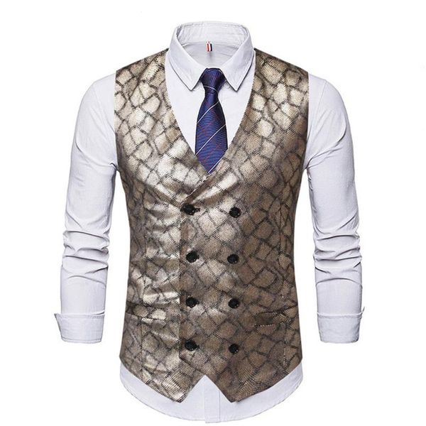 

men's vests party lattice mens double button business wedding blazers office casual blazer waistcoat formal vest, Black;white
