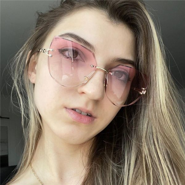 

sunglasses rimless women eyewear cat eye shades oculos lunette soleil femme cateye sun glasses female lentes gafas, White;black
