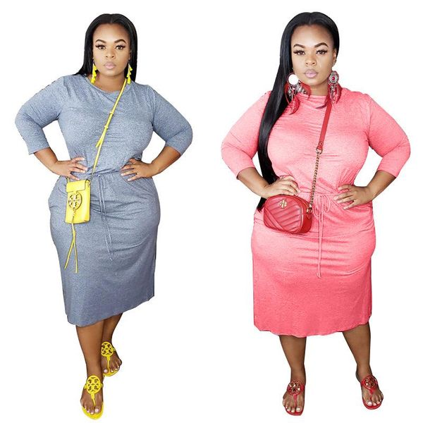 

casual dresses plus size dress woman long sleeve vestido comfortable, Black;gray