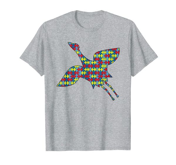 

crane autism awareness kids wader bird puzzle day mom gift t-shirt, White;black