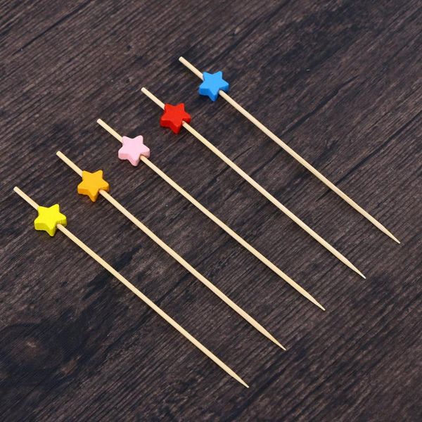 

forks 100 pcs 12 cocktail picks creative pentagram shape appetizer fruit party supplies (mixed)