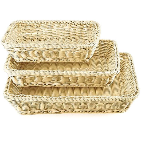 

storage baskets 3 pcs wicker bread basket,handmade woven basket,tabledisplay organizer serving for food fruit