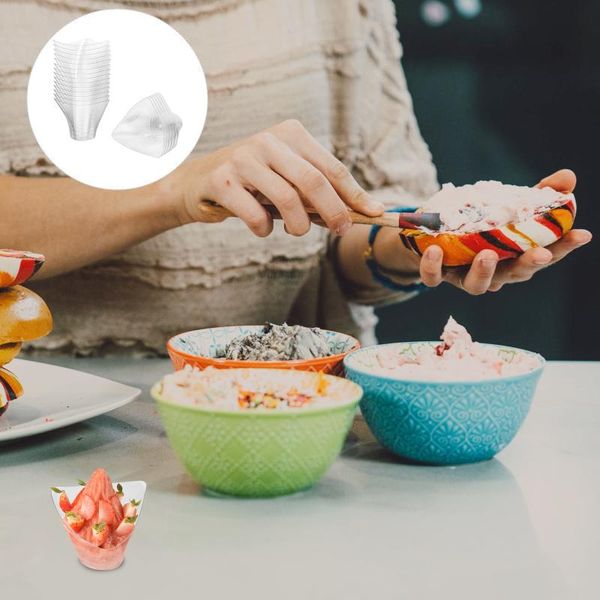 

disposable cups & straws 20pcs plastic transparent twisting design dessert mousse