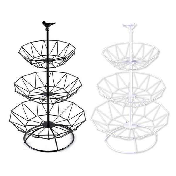 

storage baskets k3na 3 tier fruit metal wire bowl cake stand rack counterorganizer table home decoration