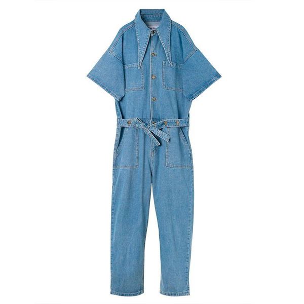 

men's pants fashion summer one piece denim jumpsuit men hip hop man streetwear jean rompers mens short sleeve multi-pocket overalls x91, Black