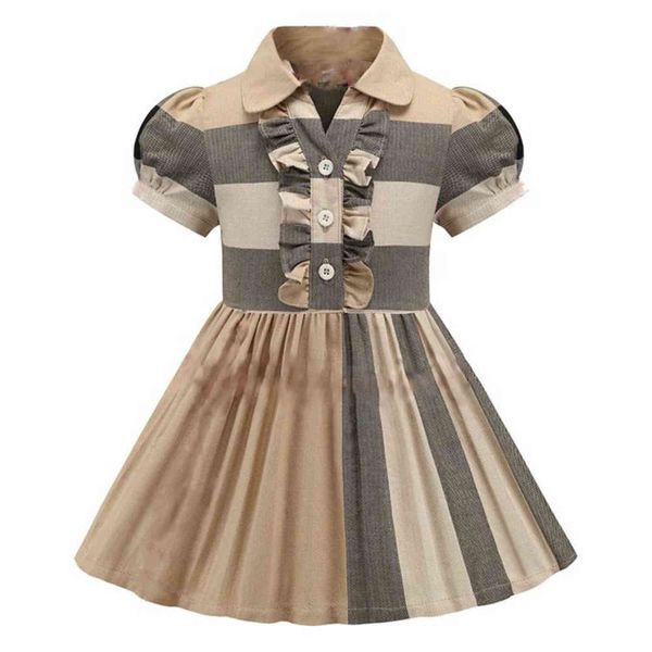 Robes d'été à carreaux pour bébés filles à manches courtes filles marques de luxe Designer enfants vêtements pour enfants robe de princesse pour filles G1129