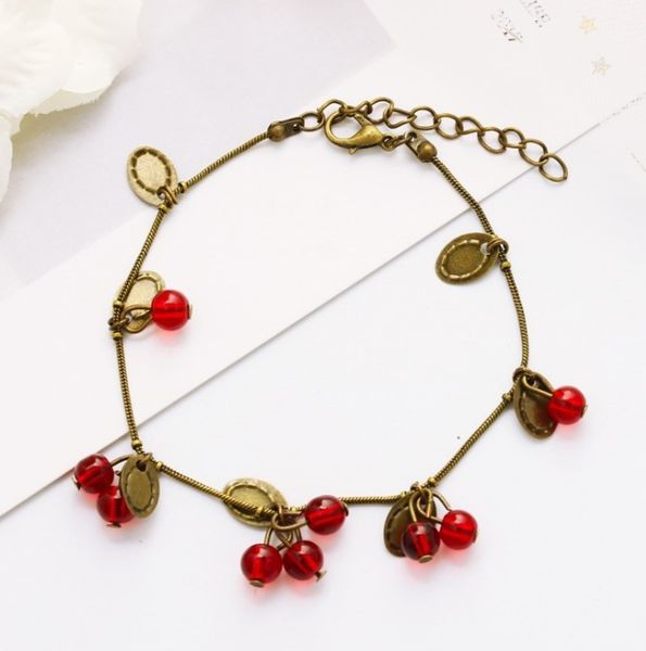 

european and american retro sweet cherry bracelet bangle, Black