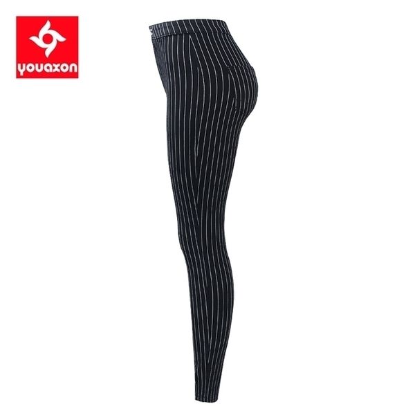 

2210 youaxon eu size white stripes high waist black jeans woman spring summer stretchy skinny pants trousers for women jeans, Blue