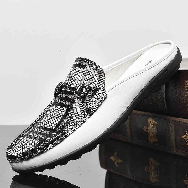 

dress shoes sapatos masculinos de couro legÃ­timo, tamanhos grandes 35-47, preto e branco, sapatos casuais, da moda, sem costas, mocassim 7k4, Black
