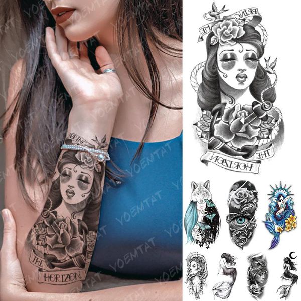 

temporary tattoos waterproof tattoo sticker old school butterfly wolf flash anchor mermaid body art arm fake tatoo women men