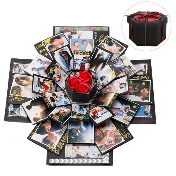 

gift wrap diy box hexagon surprise love explosion for anniversary scrapbook po birthday