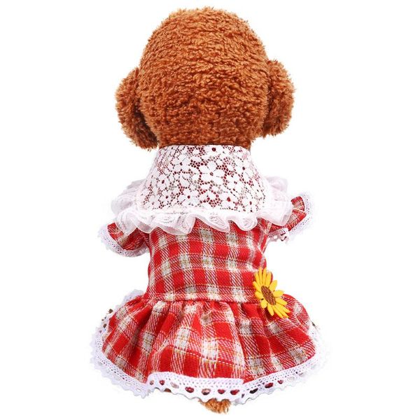 

dog apparel cute plaid dress tutu skirt summer female girl puppy hoodie shirt clothes costume for yorkie chihuahua
