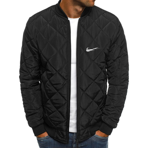 

men's jackets 2021 winter jacket fashion stand-up collar parker zipper padded, Black;brown