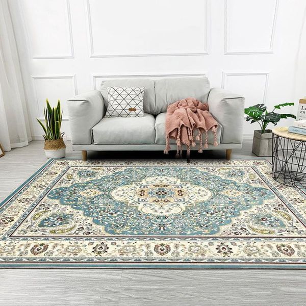 

carpets persian style ethnic styleretro light blue decorative door mat bedroom living room carpet anti-slip bedside floor