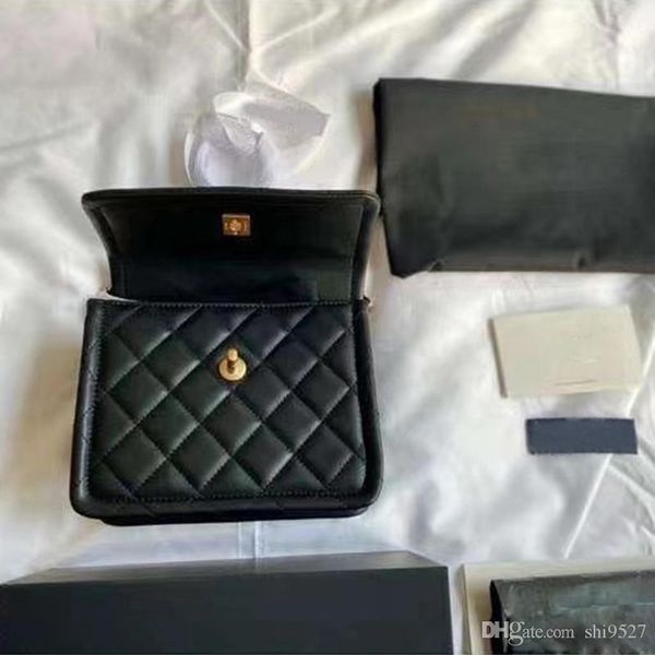 

ladies shoulder bag classic brand luxury design gold chain black sheepskin flap