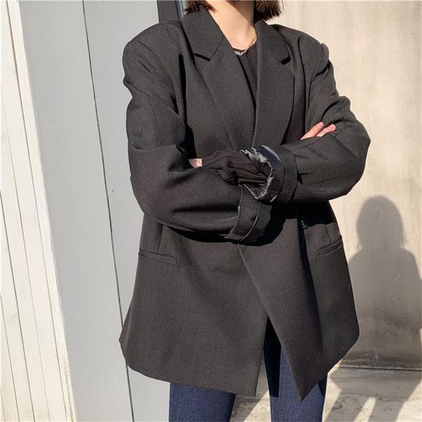

women's two piece pants women suit 2021 loose wool blazer female blue / black, White