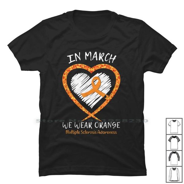 

men's t-shirts heart in march we wear orange multiple sclerosis awareness t shirt 100% cotton range multi, White;black