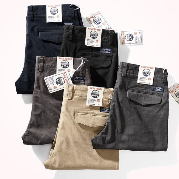 

men's pants casual men 's twill stretch woven slim -fit straight trousers, Black