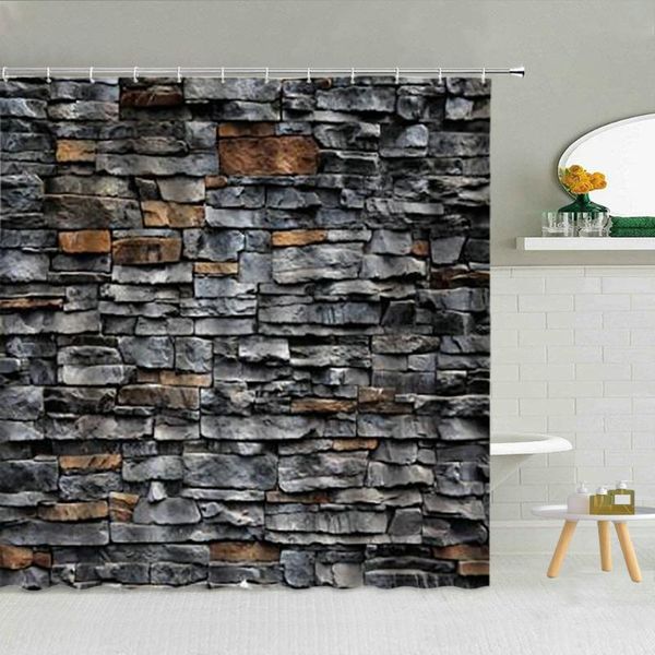 

shower curtains marble wall curtain urban brick slate rock pattern waterproof bathroom home decor polyester cloth set