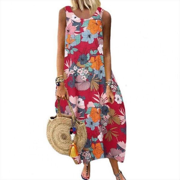 

sales summer floral print loose women dresses round neck large hem for beach, Black;gray