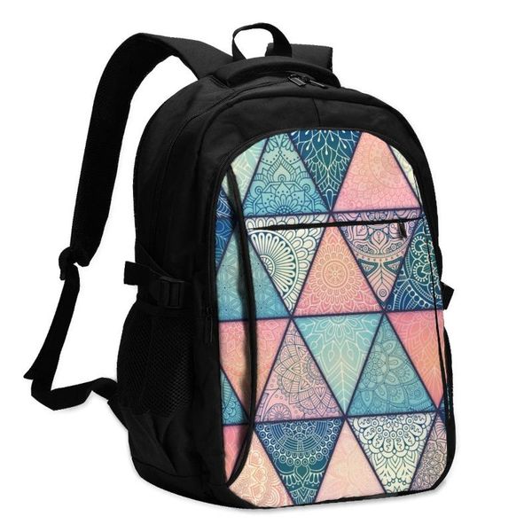 

backpack usb charge women arabic mandala student letters print school bag teenager girls