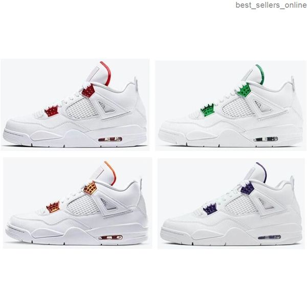 

new 4 metallic pack court purple pine green university red orange pure money basketball shoes men 4s sneakers with box, Black