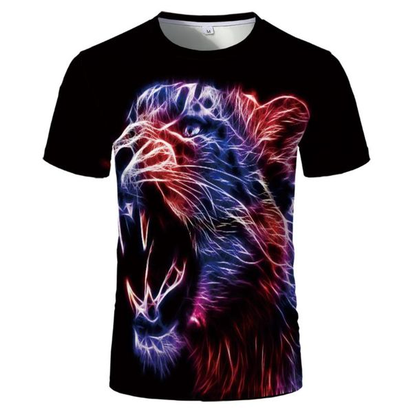 

summer 3d printing t-shirt animal tiger men's casual o-neck hip hop short sleeve t-shirts, White;black